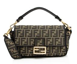 Fendi Zucca Calfskin Baguette Shoulder Bag