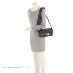 Fendi Zucca Calfskin Baguette Shoulder Bag