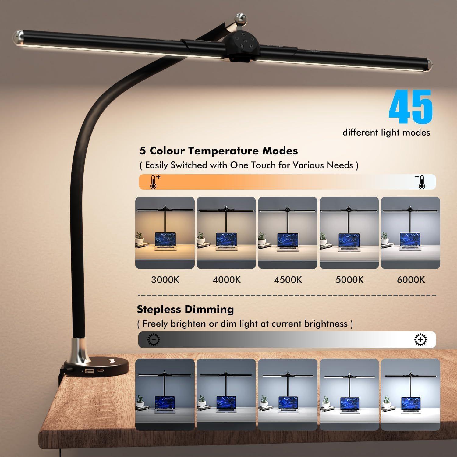 Megainvo LED Desk Lamp with Clamp