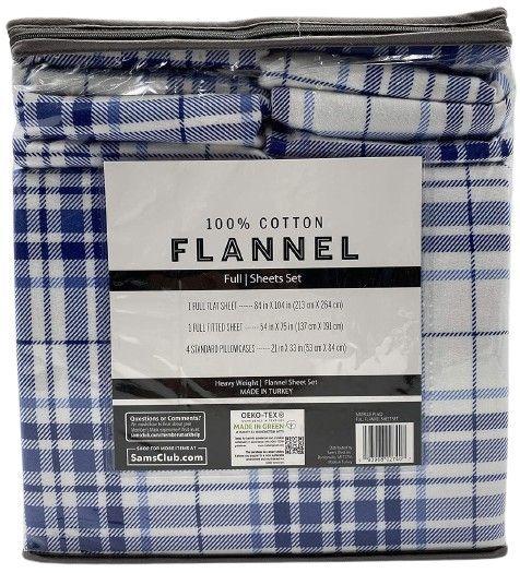 Member's Mark 100% Cotton 6pc Flannel Sheets Full Set