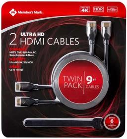 Member's Mark Premium 2 Ultra HD HDMI Cables 9ft