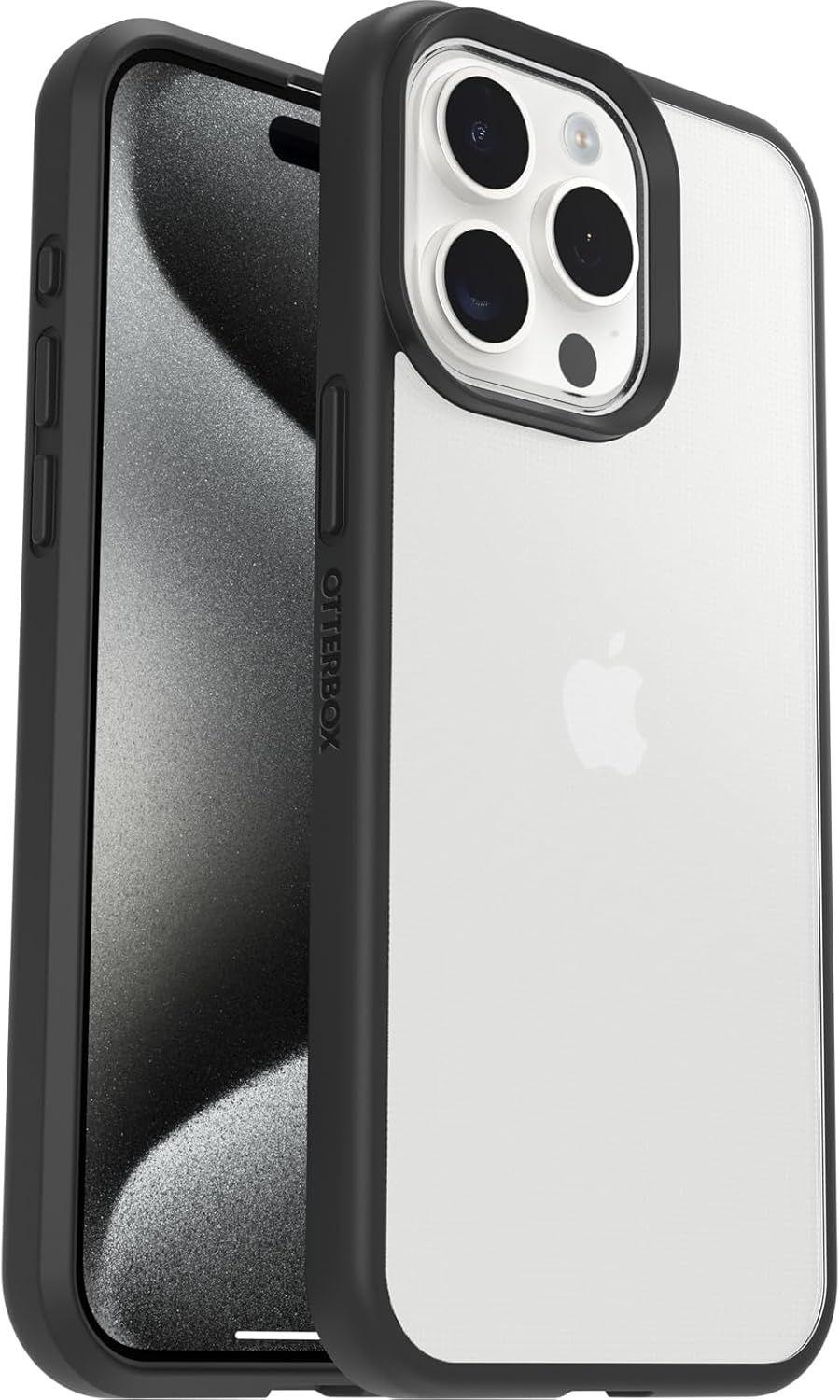 OtterBox OtterBox React Phone Case For iPhone 15 Pro Max - Black Crystal (Clear/Black) - Brand New