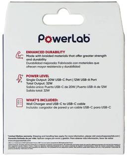 PowerLab 32W Wall Charger and 6-Ft USB-C to USB-C Cable