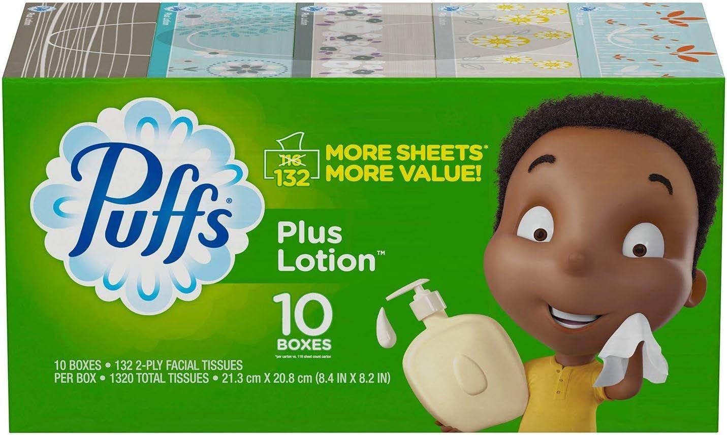 Puffs Plus Lotion Facial Tissues 132-Ply (10 Boxes)