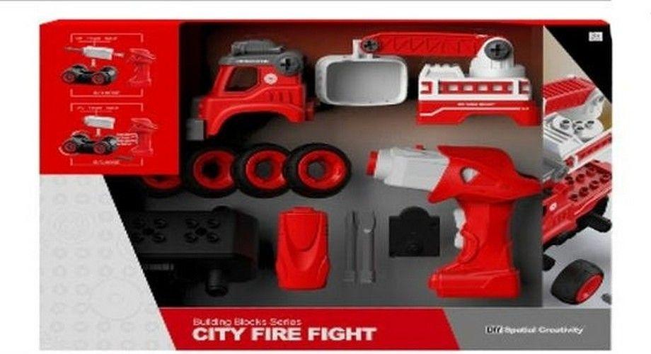 Tcehoutlet RC Truck DIY Construction Set - City Fire Truck - Default - Brand New