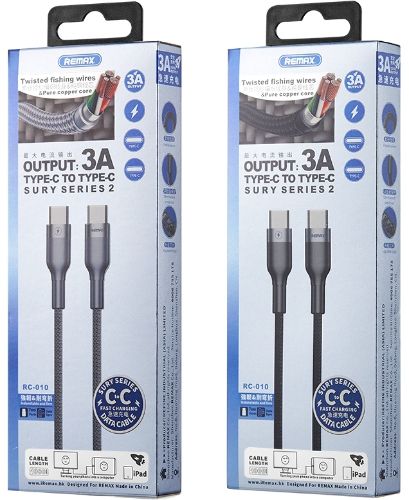 Remax Phone Cable Type-C To Type-C 18W (1M) - Black