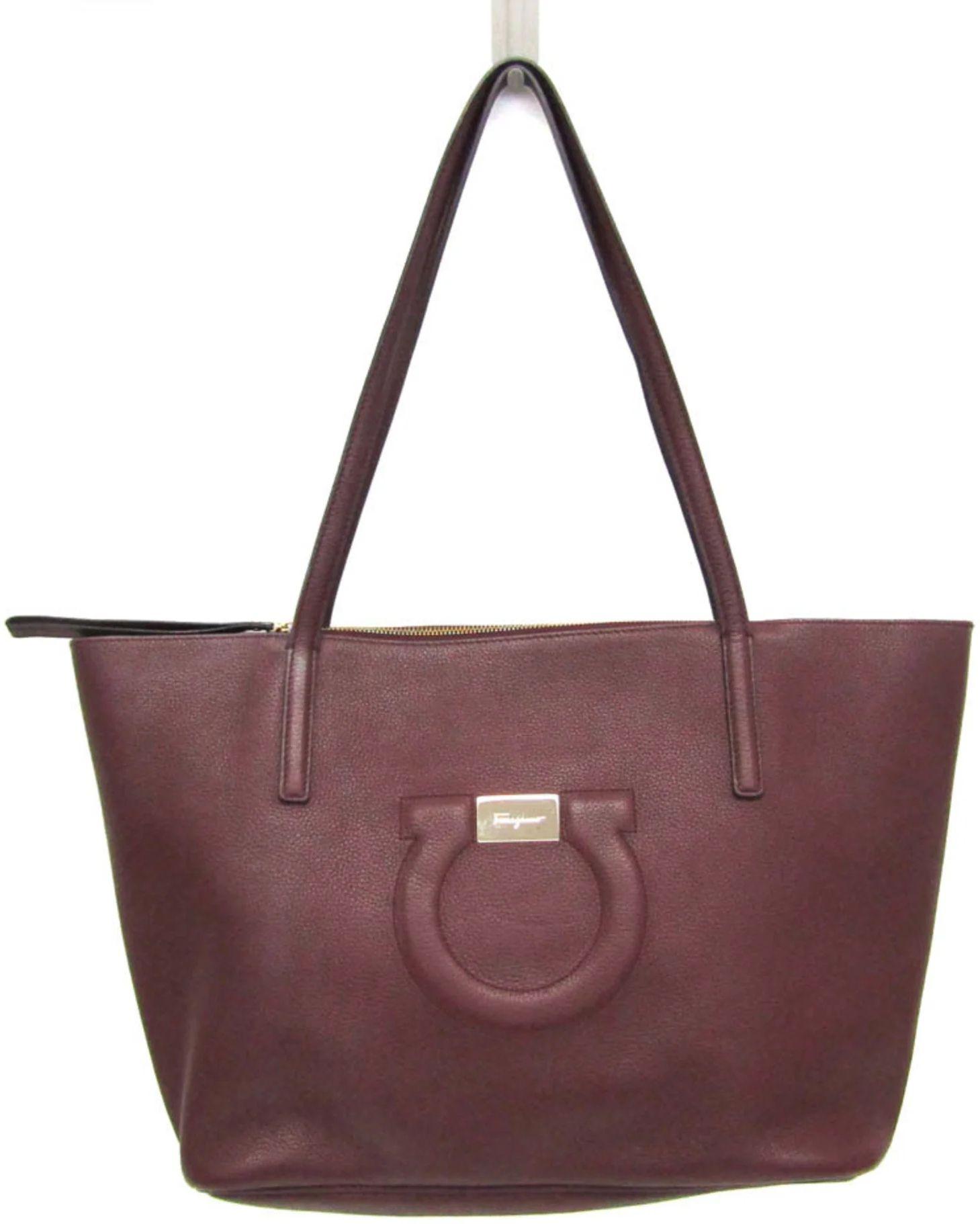Salvatore Ferragamo Gancini Leather Tote Bag