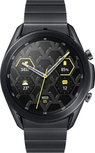 Samsung  Galaxy Watch3 - 4GB - Bluetooth - 45mm - Mystic Black - Titanium - Black - Titanium Strap - Leather - Excellent