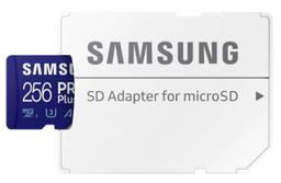 Samsung Pro Plus microSDXC Card with Adapter 180MB/s - 256GB - Blue (256GB)