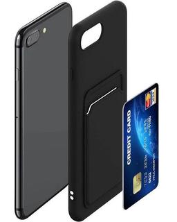 TechUp Silicone TPU Card Slot Case for iPhone 6P / 7P/ 8P - Black