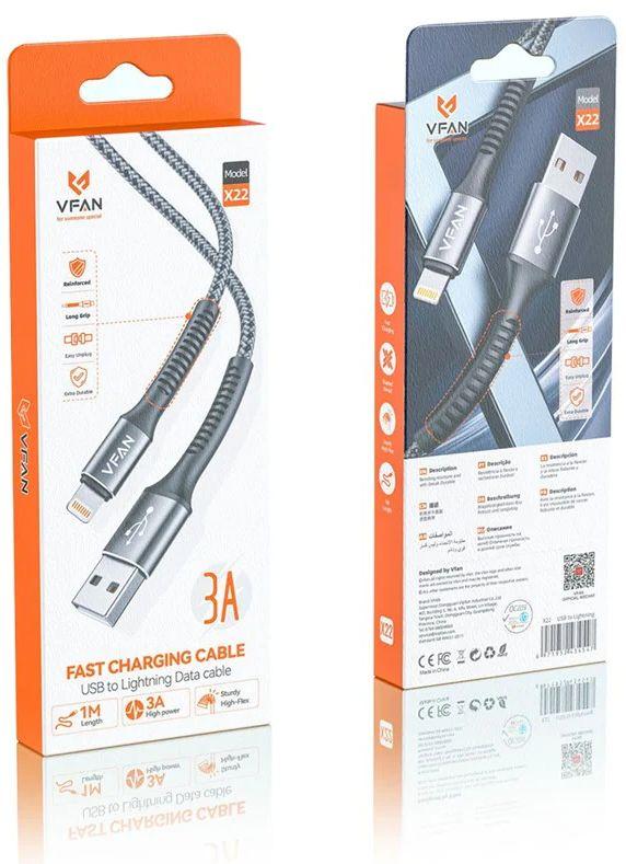 VFAN  X22 60W Super Fast Type C to Type C Cable 2 Meter - Grey - Brand New