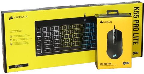 Corsair  Wired Gaming Keyboard & Mouse Set (Corsair K55 PRO Lite + M55 PRO with RGB) - Black - Excellent