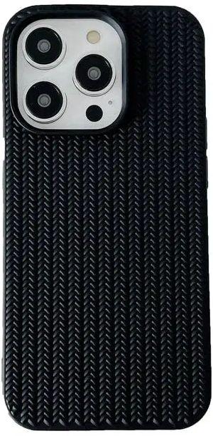 TechUp  Soft TPU Weave Pattern Back Cover Phone Case for iPhone 13 - Black - Brand New