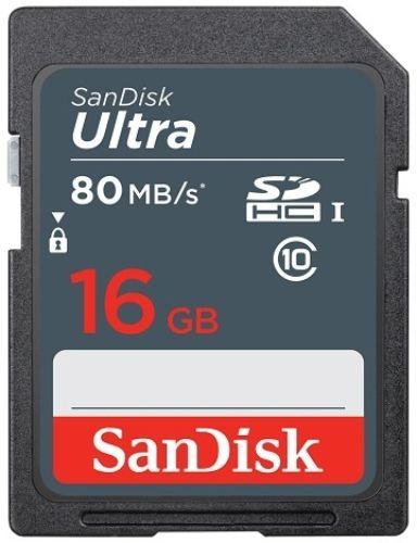 SanDisk  Ultra 16GB SDHC Ultra Class 10 Memory Card (80MB/s) 16GB in Black in Brand New condition