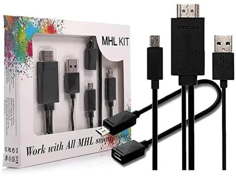 MHL Micro USB to HDMI MHL Cable HDTV Adapter for MHL-Enabled Android Smartphones - Black - Brand New