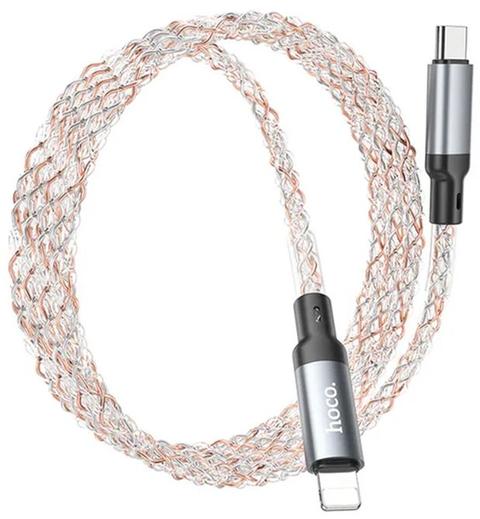 Hoco  U112 Lightning to Type-C Colorful LED USB Cable - Grey - Brand New