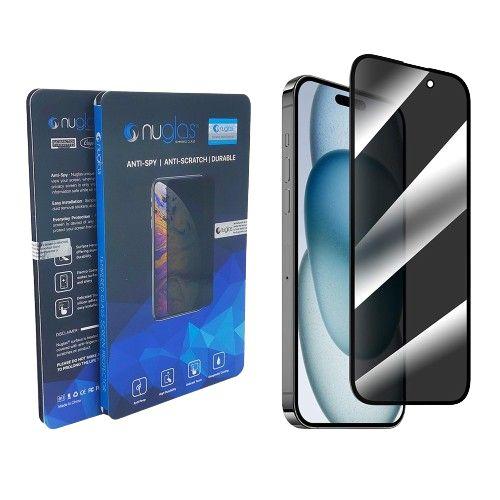 Nuglas  Privacy Full Cover 3D Tempered Glass Screen Protector for iPhone 15  in Privacy in Brand New condition