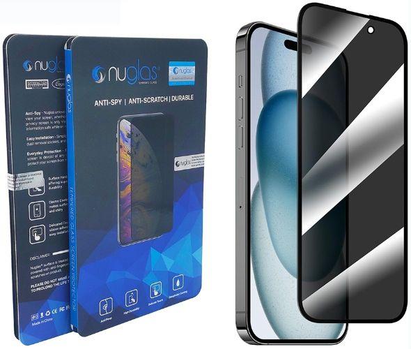 Nuglas  Privacy Full Cover 3D Tempered Glass Screen Protector for iPhone 15 Pro Max - Privacy - Brand New