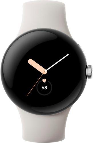 Google  Pixel Watch 1 - 32GB - Polished Silver-Stainless Steel-Active Band-Chalk - Bluetooth - 41mm - Polished Silver - Stainless Steel - Chalk - Active Band - Fluoroelastomer - Excellent