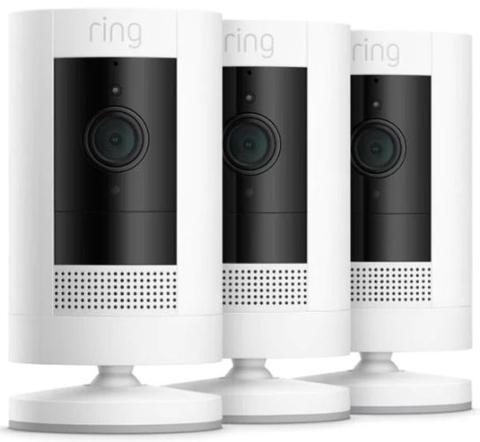 Ring  3-Pack Stick Up Cam Battery Indoor/Outdoor Camera - White - Excellent
