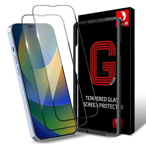 Tough On  2 Pack Full Tempered Glass Screen Protector for iPhone 14 Pro - Black Edge - Brand New