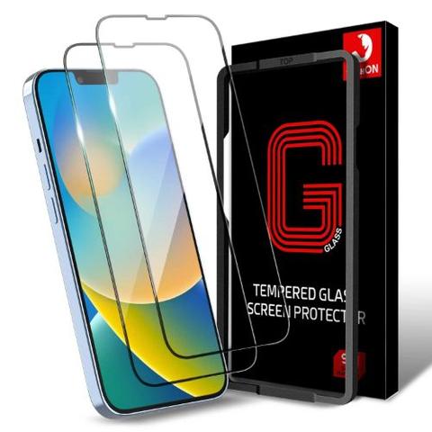 Tough On  2 Pack Full Tempered Glass Screen Protector for iPhone 14 - Black Edge - Brand New