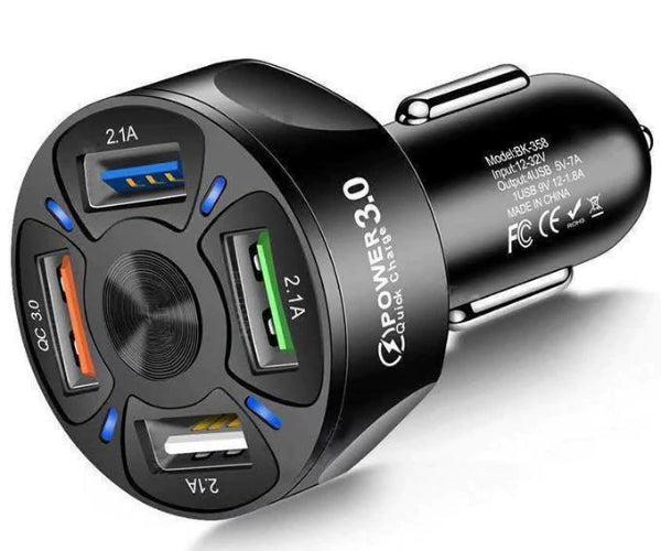 4-Port USB QC 3.0 Car Charger Adapter in Black in Brand New condition