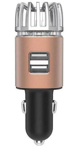 (JO-6291) 2-in-1 Smart Portable USB Vehicle Car Charger and Air Purifier - Rose Gold - Brand New