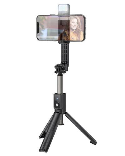 Hoco K15 Bluetooth Wireless Selfie Stick /w Flash/ Remote for Phones and GoPro - Black - Brand New