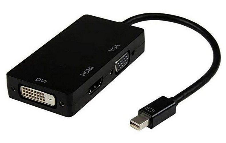 8ware 3 in1 Thunderbolt Mini DP DisplayPort to HDMI DVI VGA Hub Adapter Converter Cable for MacBook Air Mac Mini Microsoft Surface Pro 3/4/5 - Default - Brand New
