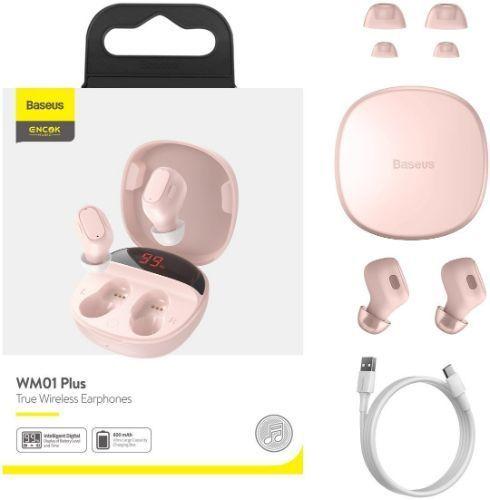 Baseus  Bluetooth Headphones Wireless Encok True Full Digital Display Plus - Pink - Brand New