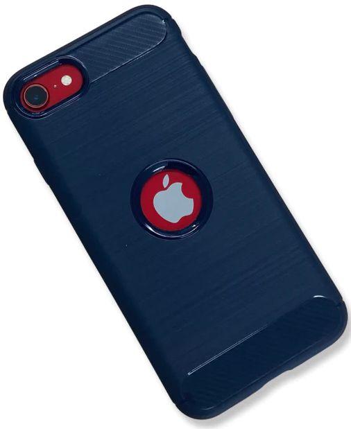 Carbon Fibre Soft TPU Brushed Texture Mobile Phone Case for iPhone SE2 / SE3 - Blue - Brand New
