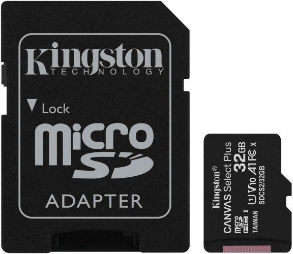 Kingston  Canvas Select Plus MicroSDHC/SDXC Card with SD Adapter - 32GB - Black - Brand New