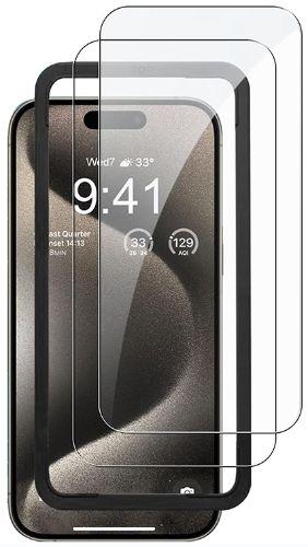 Nuglas 2x Tempered Glass Screen Protector with Applicator for iPhone 15 Pro