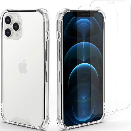 NZcloud 3 in 1 Combo Screen Protector x 2 & Clear Phone Case for iPhone 12
