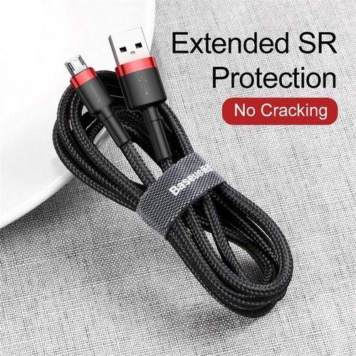 Baseus Phone Cable cafule Fast Charging USB to Micro USB 2A 3M Black & Red - Default - Brand New
