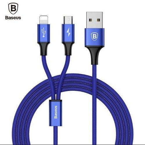 Baseus Phone Cable Rapid Series 2 in 1 Cable Micro and Lightning 3A 1.2M Dark Blue - Default - Brand New
