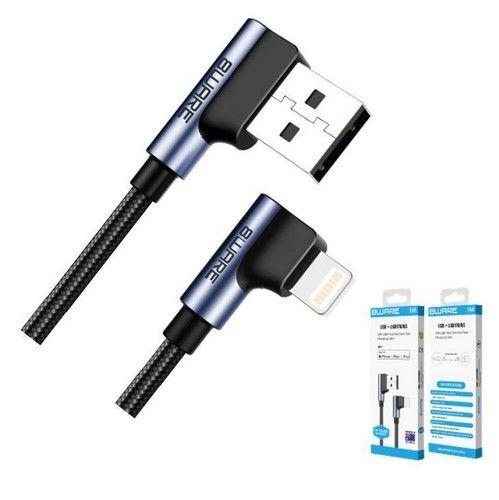8Ware Premium 1m Apple Certified 90 Degree Angle USB Lightning Data Sync Fast Charging Cable for iPhone 12 X XS XR Max 8 iPad Air Retail ~CB8W-IPHR2 - Default - Brand New