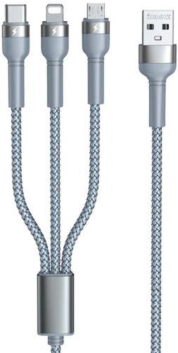 Remax  RC-124th Jany Series 3-in-1 Charging Cable 3.1A (1.2M) - Silver - Brand New