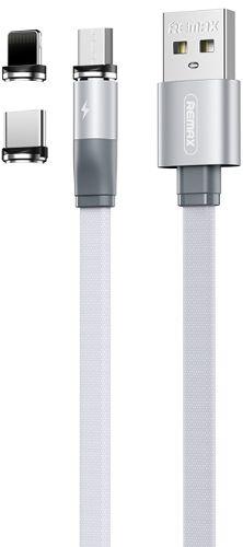 Remax  RC-169th Flag Series 3-in-1 Magnetic Charging Cable 2.1A (1M) - White - Brand New