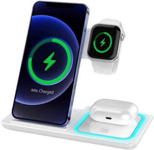 Remax  RP-W53 Brainy Series Foldable 3-in-1 15W Wireless Charger - White - Brand New
