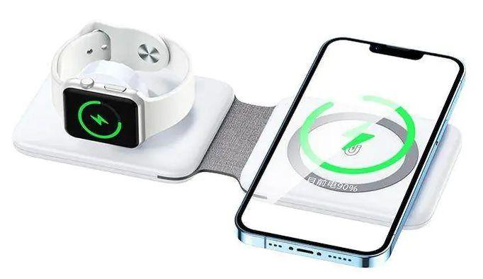 Remax  RP-W56 Multi Function Uswon 18W 3-in-1 Folding Magnetic Charger - White - Brand New