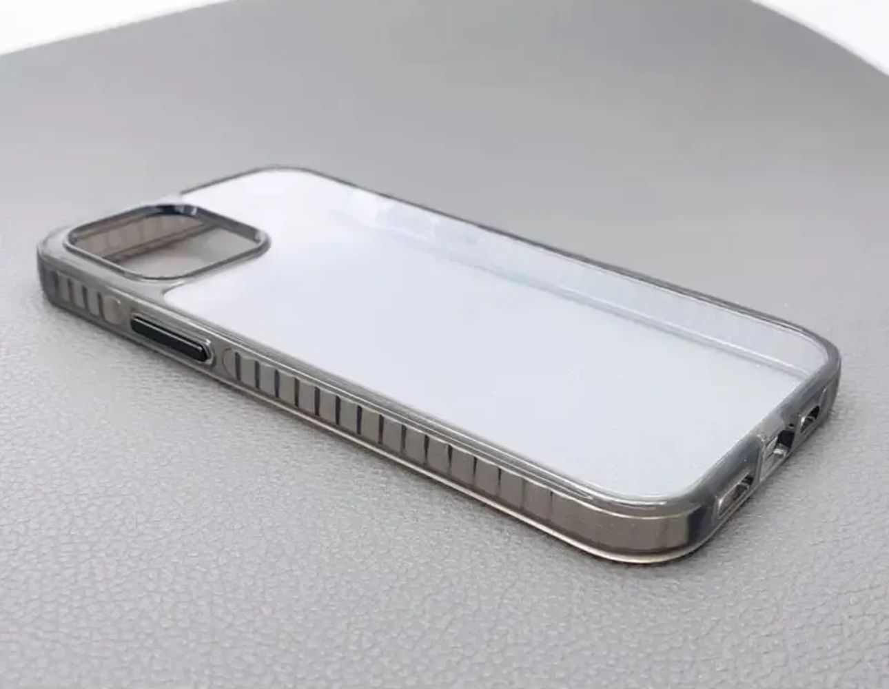 TechUp Premium TPU Scratch Resistant Phone Case with Black Crystal Glitter Frame for iPhone 12/12 Pro