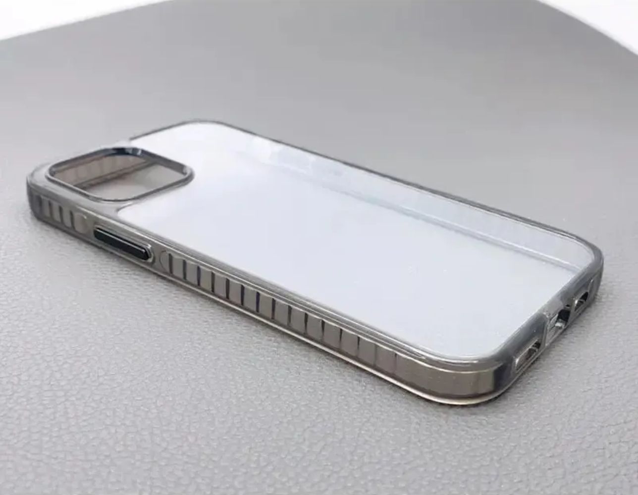 TechUp Premium TPU Scratch Resistant Phone Case with Black Crystal Glitter Frame for iPhone 12 Pro Max / 13 Pro Max