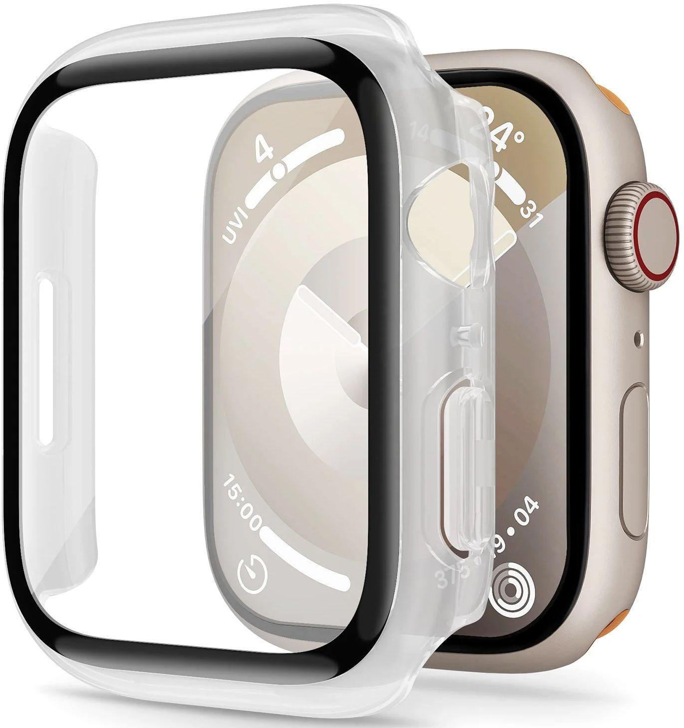 Tough On Apple Watch Case Series 9/ 8/ 7 45mm with Tempered Glass Screen Protector - Clear - Brand New