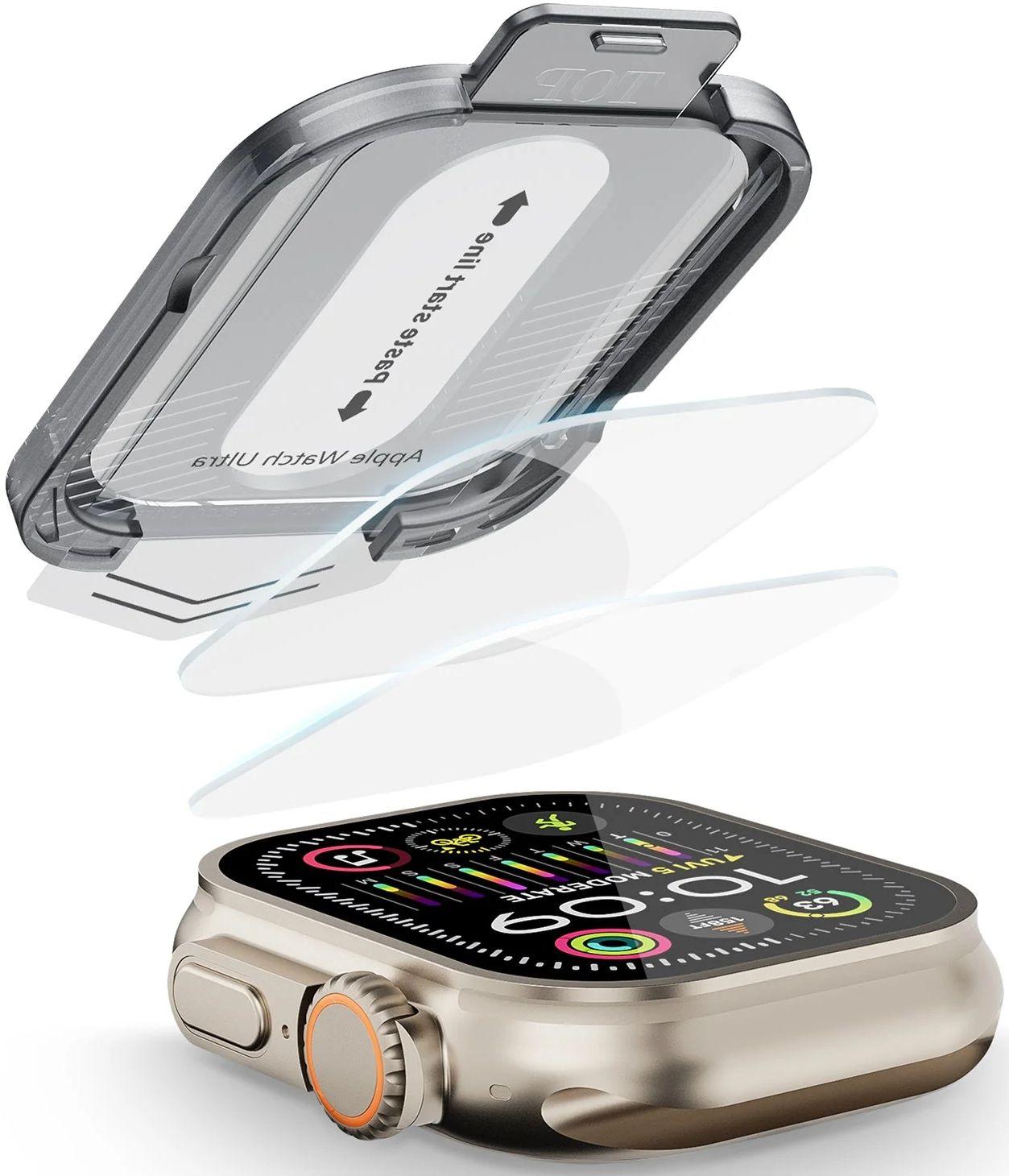 Tough On Apple Watch Ultra 2 / Ultra Screen Protector Tempered Glass with Install Frame 2 Packs - Clear - Brand New