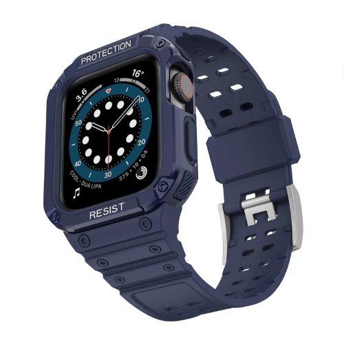 Tough On Rugged Protection Watch Band with Case for Apple Watch 42/ 44/ 45mm - Navy/Navy - Brand New
