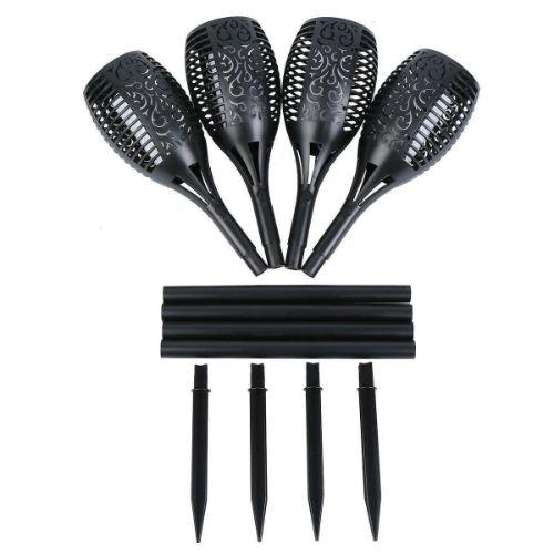 Urban Global  12 LED Solar Power Flickering Flames Torches Lights (4 Packs) - Black - Brand New