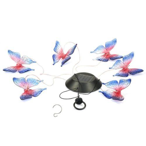 Urban Global  Color Butterfly Solar Wind Chimes LED Night Lights - Pink/Blue - Brand New