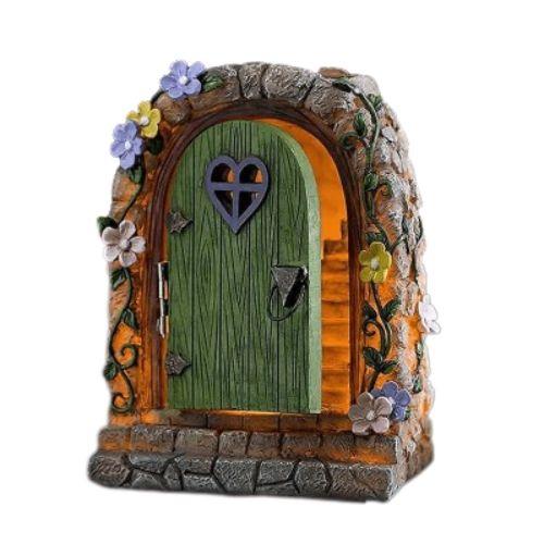 Urban Global  Miniature Fairy Garden Solar LED Stone Door - Green - Brand New